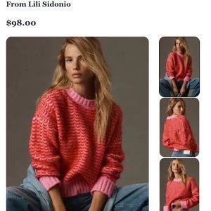 NWT Lili Sidino Red and Pink Sweater